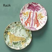 【CW】 Jungle Plate Glaze Steak Dinner Plates Dessert Dishes Tableware Dish