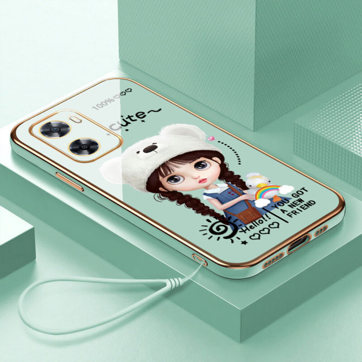 เคสโทรศัพท์ Oppo A17กรณีหรูหราไฟฟ้า6d สาวหมีขั้วโลกกรณีโทรศัพท์มือถือ