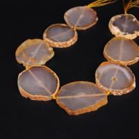 Approx8PCSstrand Large Light Yellow Raw Agates Drusy Slab Nugget Loose Beads,Natural Gems Stone Slice Pendants Jewelry Making