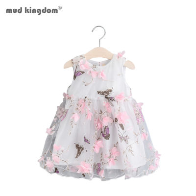 Mudkingdom Summer Flower Girls Dress 3D Organza Jumper Dress for Girls Vintage Dresses Floral Cute Clothes Kids Sundress