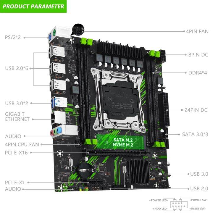 เครื่อง-x99-pr9ชุดเมนบอร์ด-lga-2011-3ชุด-xeon-e5-2640-v4โปรเซสเซอร์ซีพียูรองรับ-ddr4ที่หน่วยความจำ-ram-ssd-nvme-sata-m-2-m-atx