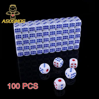 ASM 100 ชิ้นพลาสติกมาตรฐาน 10 มิลลิเมตรเกมสีขาวลูกเต๋าตายพรรคคลับเครื่องมือเล่นเกม