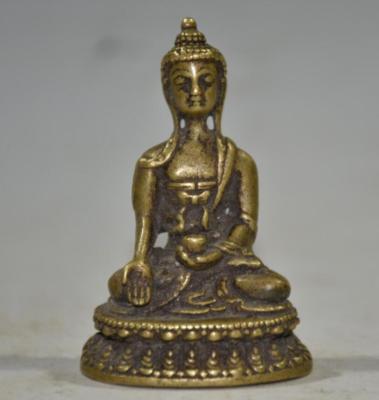 ทองเหลืองจีนโบราณ sakyamuni พระพุทธรูปงานฝีมือขนาดเล็กรูปปั้น