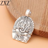 ZXZ 5pcs Tibetan Silver Ganesha Elephant God of Beginnings Charms Pendants Jewelry Findings 38x24mm