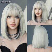 Light Blonde Bob Wigs for Women Short Platinum Wig with Bangs Natural Fashion Synthetic Wig Daily Party Halloween Fake Hair [ Hot sell ] ea1voy