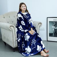 【Ready】? Flannel blanket office lazy blanket shawl home cloak cape thickened nap blanket wearable quilt