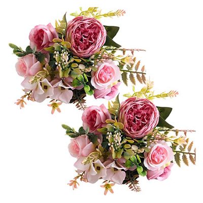 2Pcs Artificial Flowers,Fake Peony Hydrangea Flower Bouquet Table Wedding Bouquets for Party Home Decor