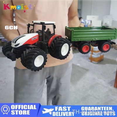 ❁ Tractor Trailer com Farol Set para Crianças Farming Truck Simulator Controle Remoto Carro Presente Do Menino 2.4GHz 1/24
