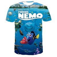 2023 newtshirts ดิสนีย์หา Nemo 3D พิมพ์เด็กเสื้อยืดฤดูร้อนแฟชั่นการ์ตูนอะนิเมะเสื้อยืดเด็กสาว kahround Neck waii TEE hazr