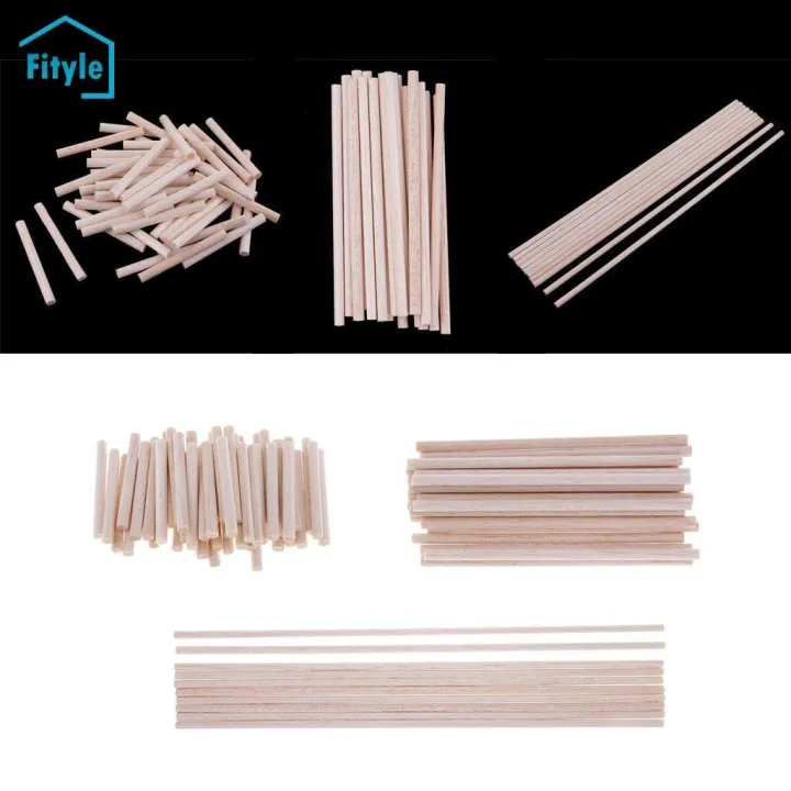 Fityle 80 Pieces 50 300 120mm Balsa Wood Stick Unfinished Diy Wood 