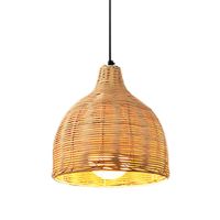 Retro Bamboo Weaving Chandelier Lamp Hanging LED Ceiling Lamp Droplight Fixtures for Restaurant Living Room Decoration