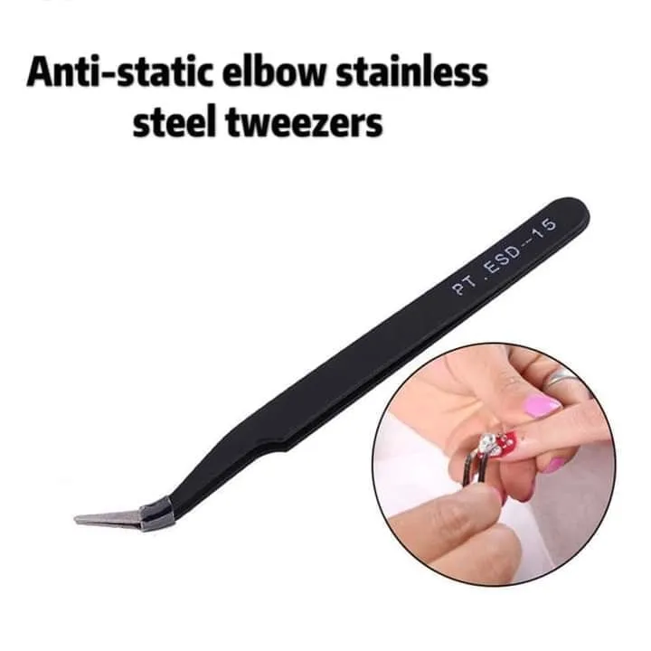 Yesterday Nail Shop Nail tools anti-static elbow stainless steel nail  tweezers, accessories clip for nail | Lazada PH