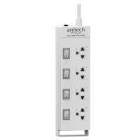 Anitech/H3134 แอนิเทค Plug ปลั๊ก มอก ปลั๊กไฟ มีระบบป้องกันไฟกระชาก 4ช่อง 4สวิตซ์ 3ม.