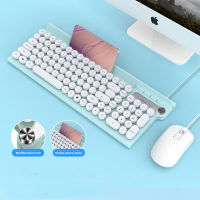 USB Wired Gaming Keyboard Magic Mouse Set,Typewriter Style Gaming Keyboard , with Mobile Phone Holder for Computer For Laptop PC