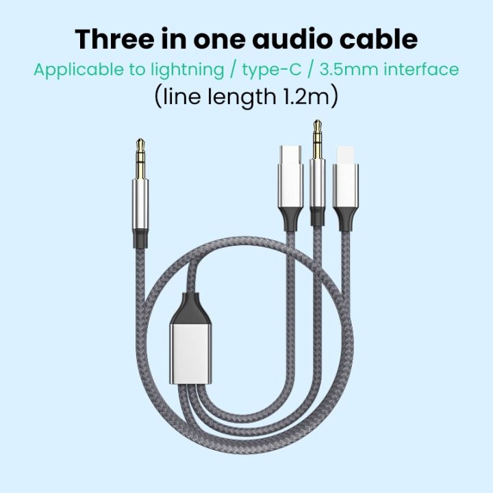 แจ็ค3-in-1-type-c-3-5มม-aux-สายสำหรับ-iphone-ipad-ลำโพงรถยนต์อะแดปเตอร์เสียบหูฟังสำหรับ-huawei-samsung-xiaomi-1-2เมตร