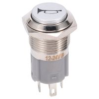 12V 16mm Car LED Light Momentary Horn Button Metal Switch Push Button