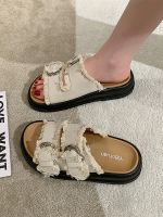 ♕✣ Design sense niche slippers womens summer outerwear fashion 2023 new thick-soled all-match casual beach sandals and slippers