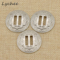 ลิ้นจี่ 3pcs โลหะรอบ Western Slotted Conchos พร้อมช่องใส่ปุ่มสำหรับเสื้อผ้า DIY เย็บตกแต่งเสื้อผ้าอุปกรณ์เสริม-Wefdger