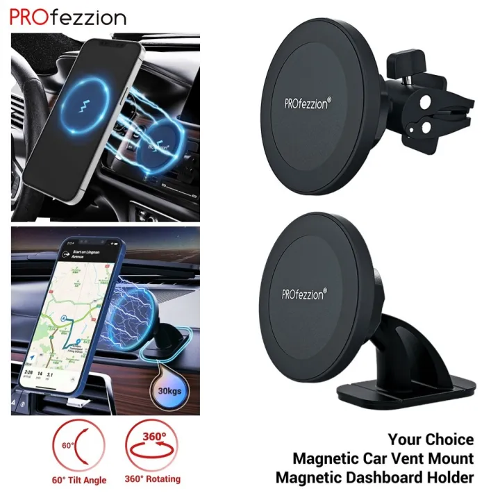 PROfezzion 2-Pack Strong Magnetic MagSafe Phone Mount for Car Dashboard ...