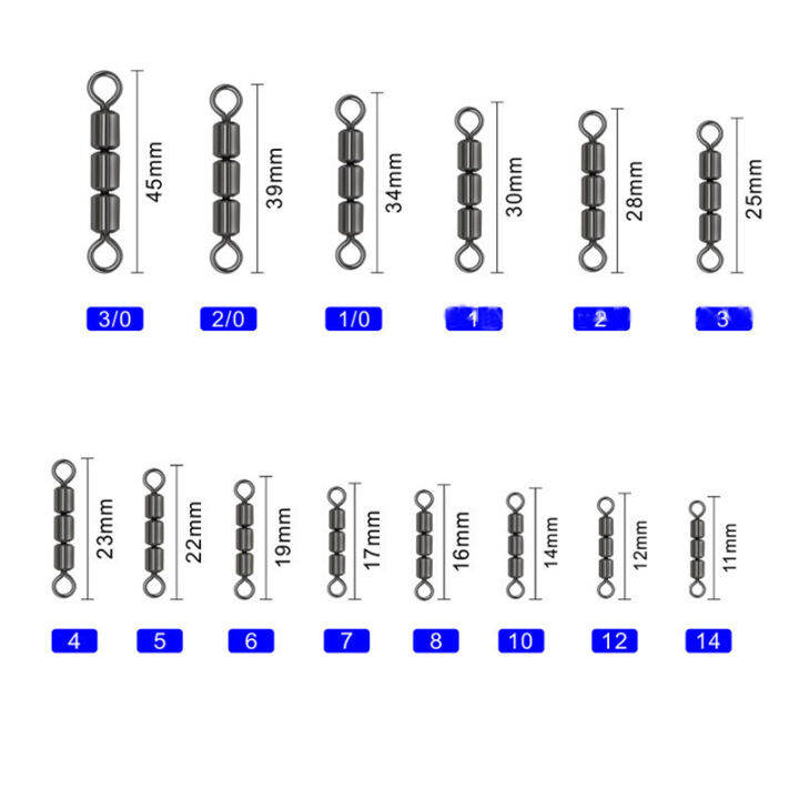 10ชิ้นล็อต3ลูกกลิ้งหมุนตกปลาบาร์เรลกลิ้งผู้นำล่อเชื่อมต่อปลาดุก-rig-ลูกปัดโซ่หมุนน้ำเค็มน้ำจืด