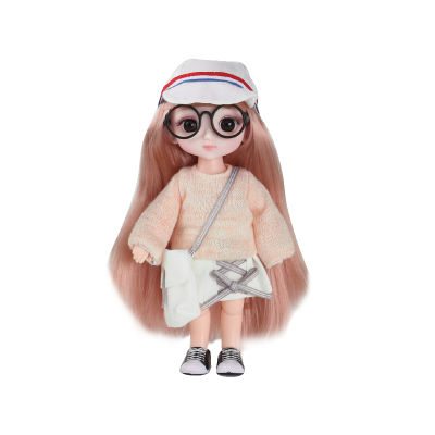 New 16cm 112 Bjd Doll High Quality 13 Movable Jointed With Clothes Long Wig Dress Up Play House Plastic DIY Toys For Girls Gift