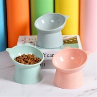 Tilting Tall cat Bowl Cartoon Neck guard against upset Pet bowl Dog bowl Food bowl