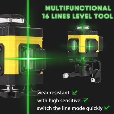 Multifunctional 16 Lines L-aser Level Tool Vertical Horizontal Lines with 3° Self-leveling Function