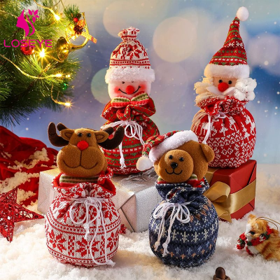 ถุงลูกอมคริสต์มาสซานตาคลอสกวางเอลก์เมอร์รี่ผู้ถือของขวัญคริสต์มาส2024ปีใหม่กระเป๋า Treat คริสต์มาสปาร์ตี้งานแต่งงานถุงห่อขนมขบเคี้ยว