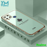 YiaMia เคสสำหรับ Realme หลังโทรศัพท์ C2 8i C15 C12 C11 C25 C30 C17 7i C20 C11ใบเมเปิล C21เคสโทรศัพท์ C21Y C25Y C31 C35 C33 C55ตัวชุบโลหะหรูหราฝาครอบโทรศัพท์ซิลิโคนเนื้อนิ่ม TPU