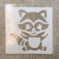 แรคคูนน้อย 13 ซม. DIY Layering Stencils ภาพวาดสมุดภาพระบายสี Embossing Album ตกแต่งแม่แบบ-LUIZU STORE