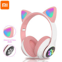 Xiaomi Cute Cat Ears Bluetooth Wireless Headphone with Mic Can control LED Kid Stereo Music Helmet Phone Headset Flash Light