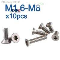 10pcs/lot Six-Lobe Torx Flat Countersunk Head Screw Bolt M1.6 M2 M2.5 M3 M4 M5 M6 M8 304 A2-70 stainless steel GB2673