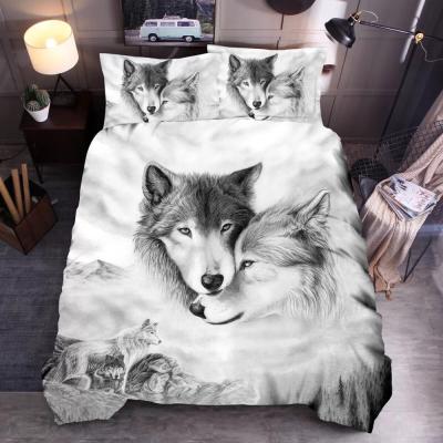 ปลอกผ้านวมพิมพ์ลาย3d ผ้าปูที่นอนน่ารักลายหมาป่าสำหรับผู้ใหญ่ของขวัญหรูหราแผ่นสิ่งทอใส่ในบ้านขนาดเต็ม