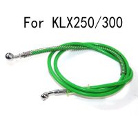 ☒☊สายเบรคไฮดรอลิกเสริมเหล็กรถจักรยานยนต์สำหรับ Kawasaki KLX250 KLX300 KLX 250 300ท่อน้ำมันคลัชถักสีเขียว