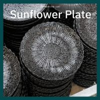 Sunflower Plate จานทานตะวัน สีดำญี่ปุ่น  8" สไตล์ญี่ปุ่น จานเซรามิค จานเค้ก จานขนม จานข้าว จานกระเบื้อง เข้าไมโครเวฟได้