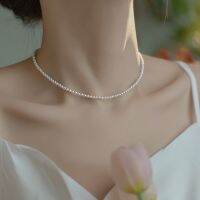 สร้อยคอมุก925เงินสเตอร์ลิงสำหรับผู้หญิงเครื่องประดับคอลูกปัดไข่มุก Choker สินค้าราคาย่อมเยากับ Gratis Ongkir ของขวัญปาร์ตี้