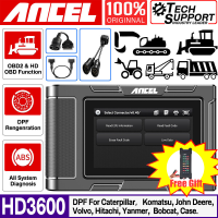 ANCEL HD3600 2เครื่องสแกน OBD2 IN1 24V Duty Heavy Trucks เครื่องจักรก่อสร้างดีเซลสแกนเครื่องสแกนรถบรรทุกสำหรับงานหนักสำหรับ Caterpillar, John Deere, Volvo, Komatsu,bobcat พร้อม DPF รีเซ็ตรหัสสะอาด Creader เครื่องมือวินิจฉัยรถยนต์สากลทั้งหมด