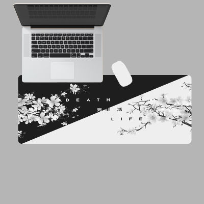 ร้อนสีดำสีขาวดอกเชอร์รี่แผ่นรองเมาส์เล่นเกมขนาดใหญ่ Lthicken ล็อคขอบ M Ousepad สำหรับคอมพิวเตอร์โต๊ะทำงานสก์ท็อปแป้นพิมพ์แผ่น