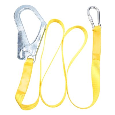 Safety Lanyard, Outdoor Climbing Harness Belt Lanyard Fall Protection Rope With Large Snap Hooks, Carabineer