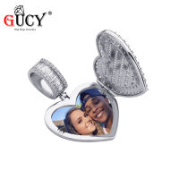 GUCY Heart-shaped Photo Pendant Iced Zircon Cubic Zirconia Pendant Hip Hop Fashion Jewelry Can Be Opened