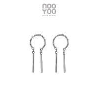 NooYoo ต่างหูสำหรับผิวแพ้ง่าย Half Hoop Ring with Dangling Bar Surgical Steel