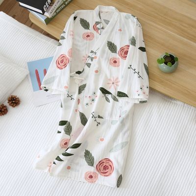 {Xiaoli clothing} ญี่ปุ่น Kimono Night Gown สุภาพสตรีฤดูใบไม้ผลิและฤดูXiaoli clothingเสื้อคลุมอาบน้ำผู้หญิง39; S ผ้าฝ้าย100 Tether Nightdress ดอกไม้หรูหรา Home Service