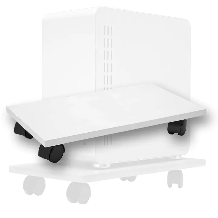 KRUZO STUDIO Minimalist Wooden CPU Cart with Wheels (White)