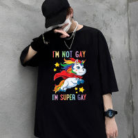 เสื้อยืด Unisex คุณภาพดี   (S-5XL) cotton 100%ขายปีใหม่เสื้อยืดผ้าฝ้าย พิมพ์ลายธงชาติยูนิคอร์น Im Super Gay Pride LGBT แฟชั่นฤดูร้อน สําหรับผู้ชาย