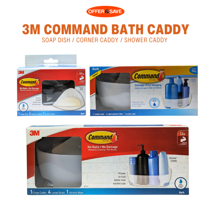 3M Command Damage-Free Hanging Bathroom Bath Caddy 4kg