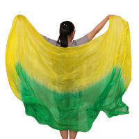 ใหม่100 Silk Belly Dance Veil 5มม. 250270*114ซม. Gradient สีเหลือง + สีเขียวมือย้อม Belly Dance Silk Veil สามารถปรับแต่ง