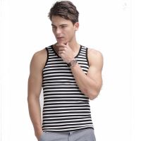 hot【DT】 tank top men Striped tight bodybuiding soft and breathable