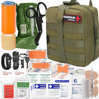 TOUROAM IFAK First Aid Kit, Trauma Kit Molle Tactical Emergency First Aid Kit Survival Military, Rip-Away Field Dressing Kit for Camping Hiking Bug Out Green