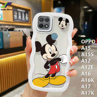 เคสโทรศัพท์การ์ตูน Mickey Mouse JieFie สำหรับ OPPO A15 / A15S / A12 / A16 / A17 / A16K / A17K / A12E แฟชั่นน่ารักมินนี่มิกกี้เคสคู่ฝ้าโปร่งแสง TPU นุ่มฝาครอบโทรศัพท์ขอบคลื่น