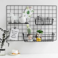 【CC】 Ins Wall Decoration Iron Hanging Rack Display Storage Basket Mesh Shelf Holder Organizer